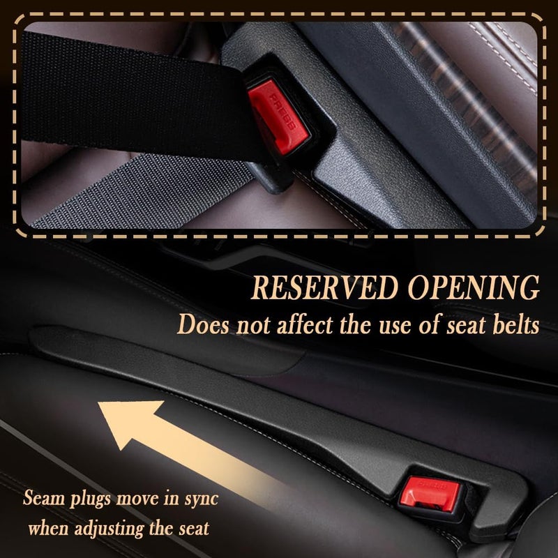 Junecarp 2PCS Car Seat Gap Filler - Elastic Car Seat Gap Filler Organizer Universal for Car Truck Suv Between Seat and Console - Prevent Items from Droping - Add Style to Your Car Accessories (Black/2pcs) - Image 4
